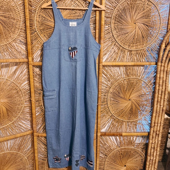 Christopher & Banks Dresses & Skirts - Christopher & Banks Blue Denim Flag Dress Cottage Country Jean Style SZ S